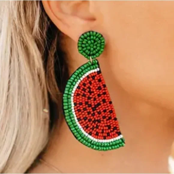 Beaded Watermelon Earring - Picture 3 of 4